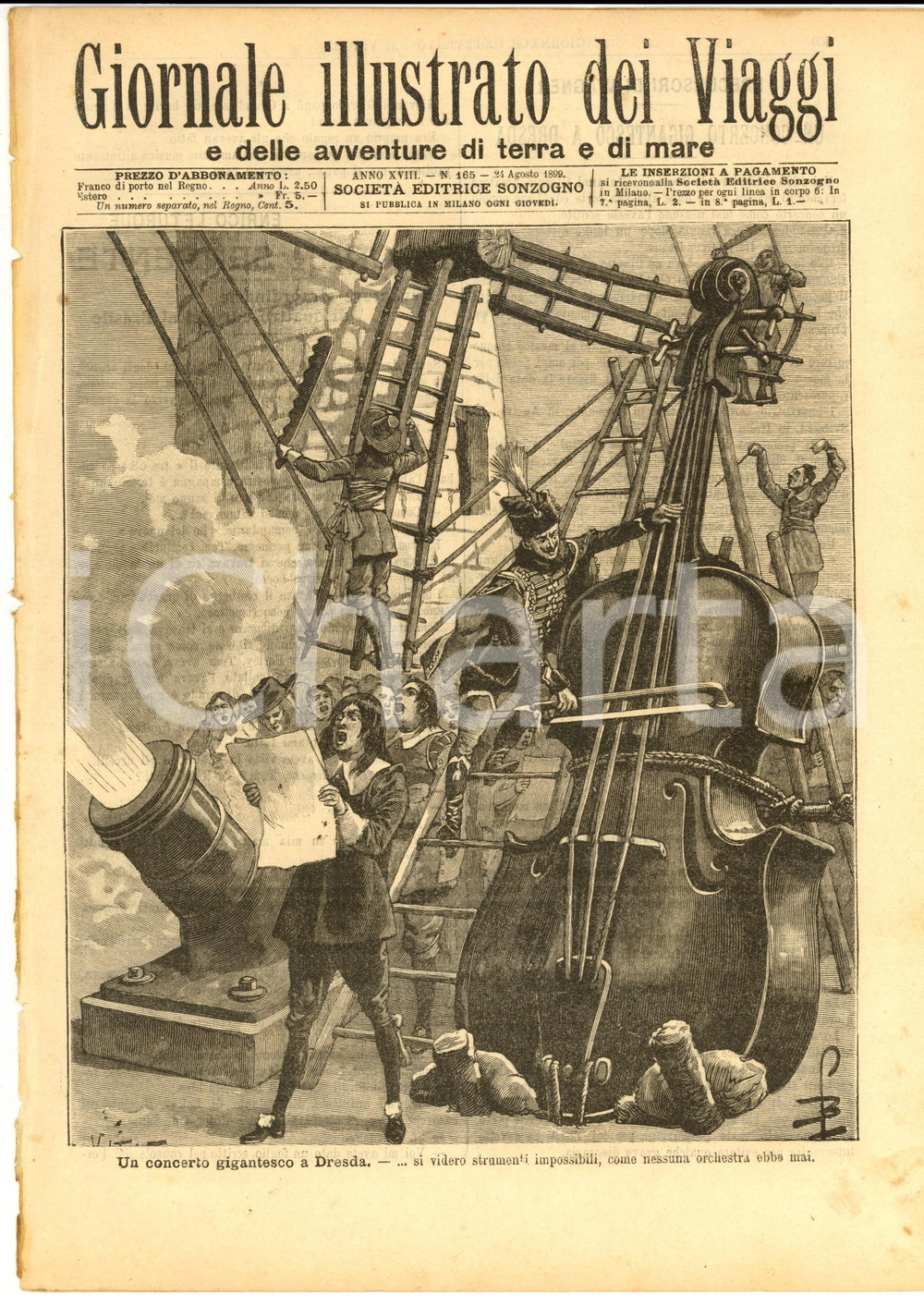 Giornale, rivista storica 1899 GIORNALE ILLUSTRATO DEI VIAGGI Concerto gigantesco a Dresda nÂ° 165 1