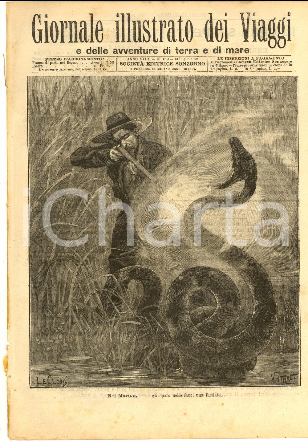 Giornale, rivista storica 1899 GIORNALE ILLUSTRATO DEI VIAGGI Nel MARONI Ill. VINTRAUT nÂ° 159 1