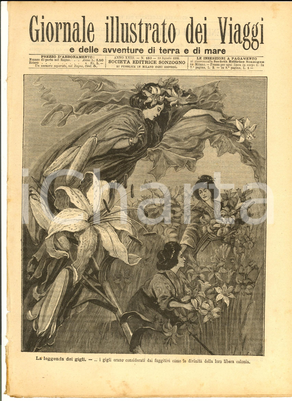 Giornale, rivista storica 1899 GIORNALE ILLUSTRATO DEI VIAGGI La leggenda dei gigli Anno XVIII nÂ° 163 1