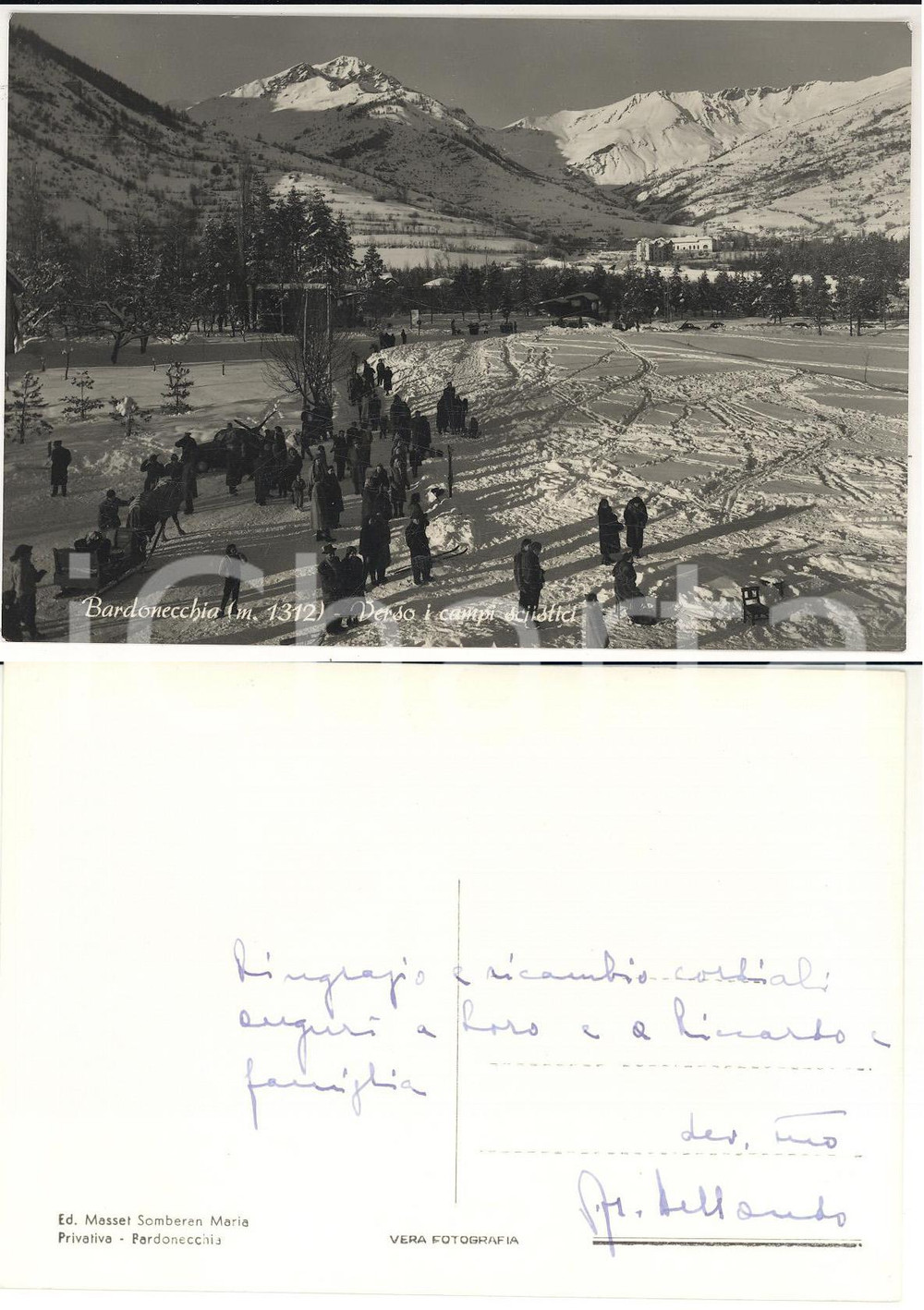 Cartolina originale da collezione 1970 ca BARDONECCHIA TO Campi sciistici Cartolina don Francesco BELLANDO 1
