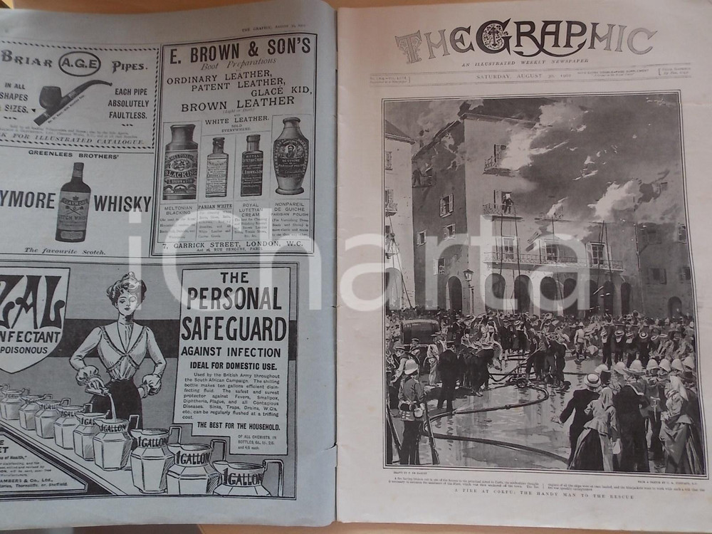 Giornale, rivista storica 1902 THE GRAPHIC A fire at Corfu Review vol. LXVI nÂ° 1709 sovracoperta 1