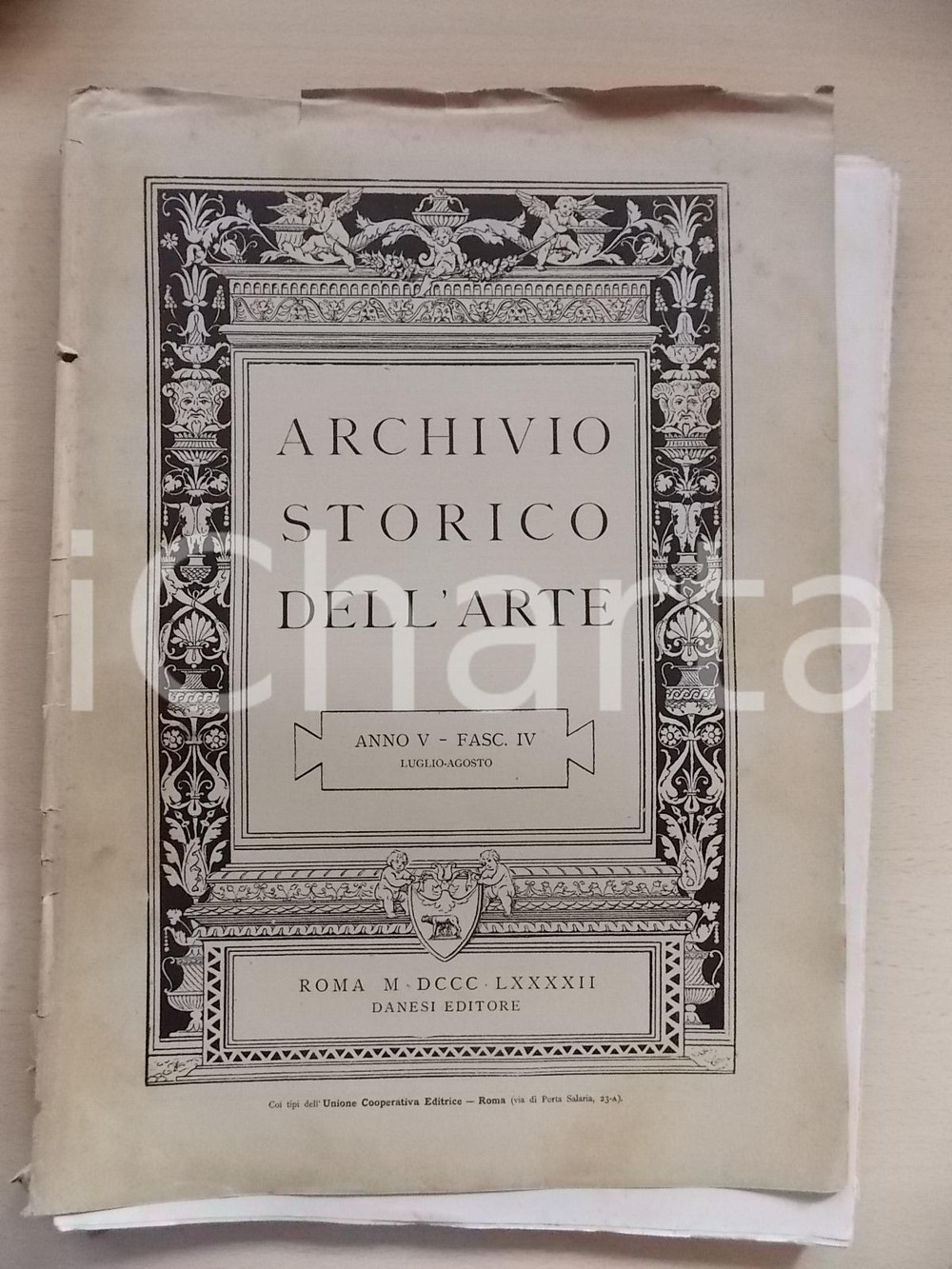 Giornale, rivista storica 1892 ARCHIVIO STORICO DELL ARTE Raccolte senatore Giovanni MORELLI a BERGAMO 1