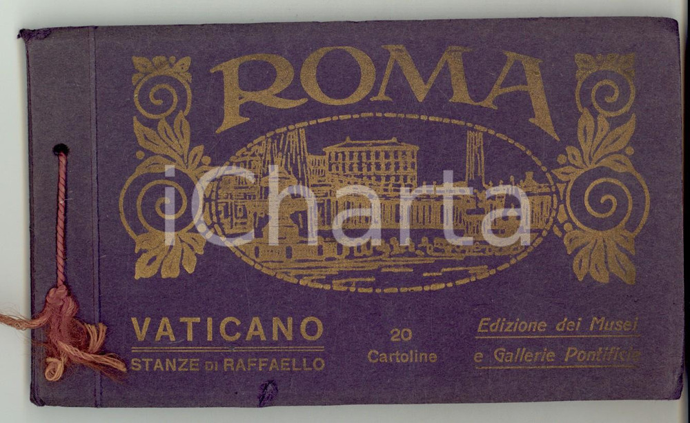 Materiale pubblicitario d’epoca 1930 ca ROMA VATICANO Album ricordo con 20 cartoline  Stanze di Raffaello 1