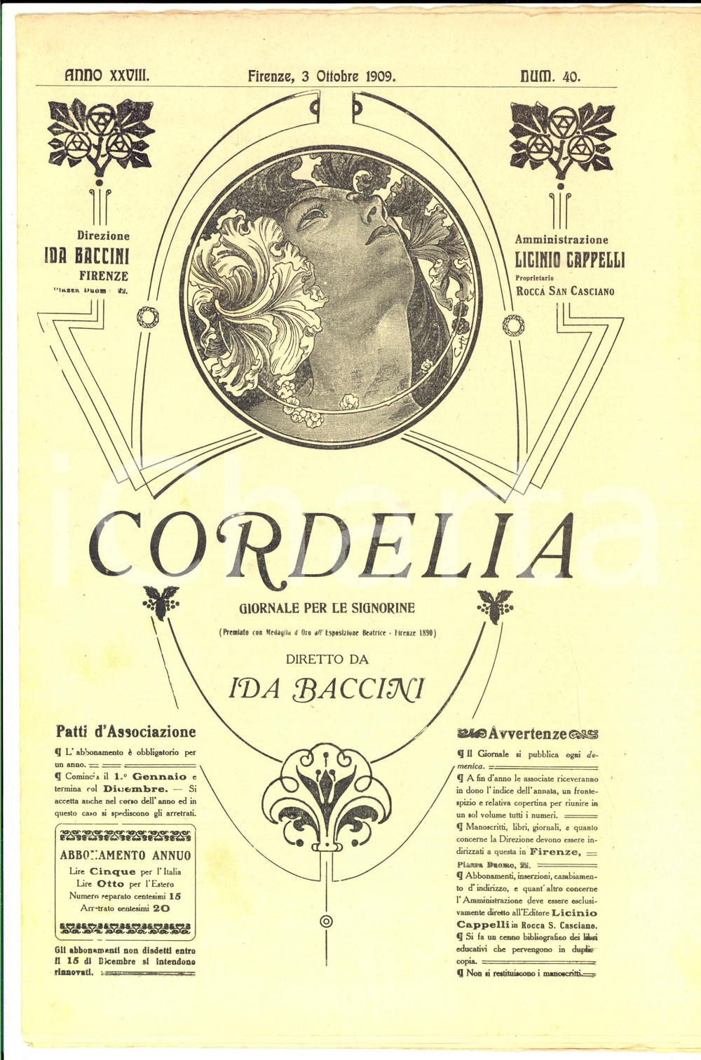Giornale, rivista storica 1909 CORDELIA La vita in ferrovia Rivista per signorine anno XXVIII nÂ°40 1