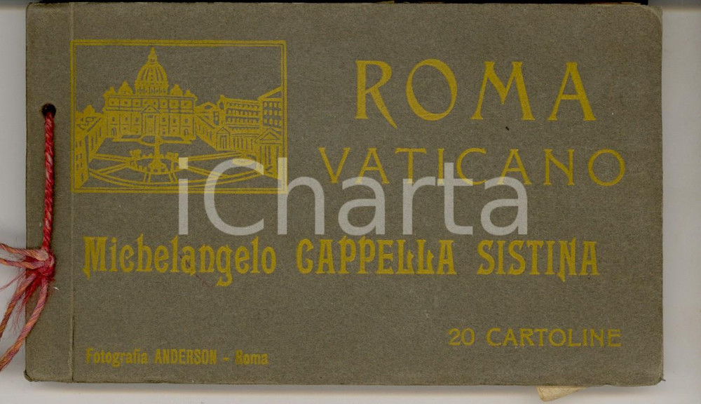 Materiale pubblicitario d’epoca 1930 ca ROMA VATICANO Album ricordo con 20 cartoline  Cappella Sistina 1