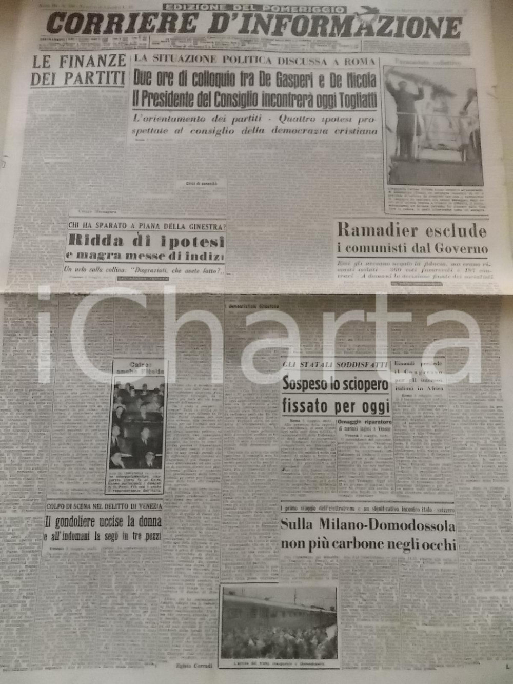 Giornale, rivista storica 1947 CORRIERE D INFORMAZIONE Incontro tra DE GASPERI e TOGLIATTI Giornale 1