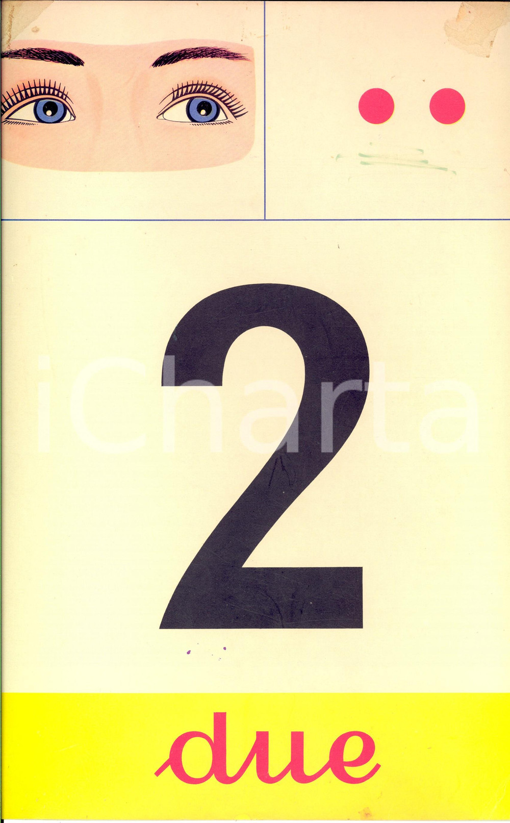 Stampa, bozzetto originale 1970 SCUOLE ELEMENTARI Numeratore murale ILLUSTRATO Due Ed. LA SCUOLA 22x35 1