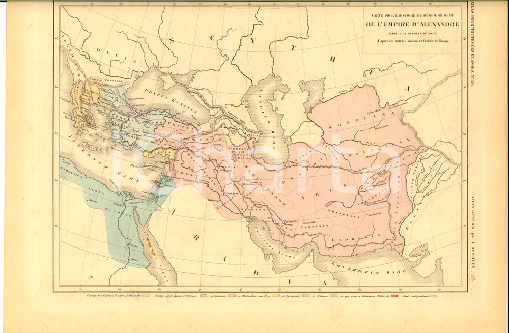 Stampa, bozzetto originale 1875 PARIS DUSSIEUX Atlas de gÃ©ographie Carte dÃ©membrement EMPIRE ALEXANDRE 1