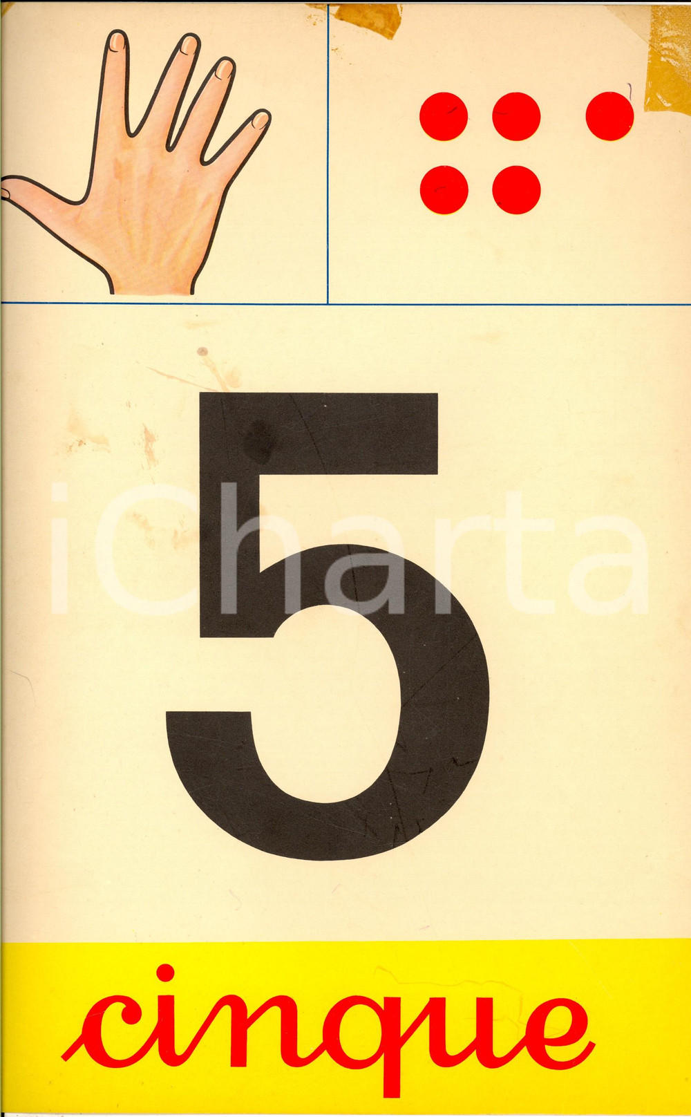 Stampa, bozzetto originale 1970 SCUOLE ELEMENTARI Numeratore murale ILLUSTRATO Cinque Ed. LA SCUOLA 22x35 1