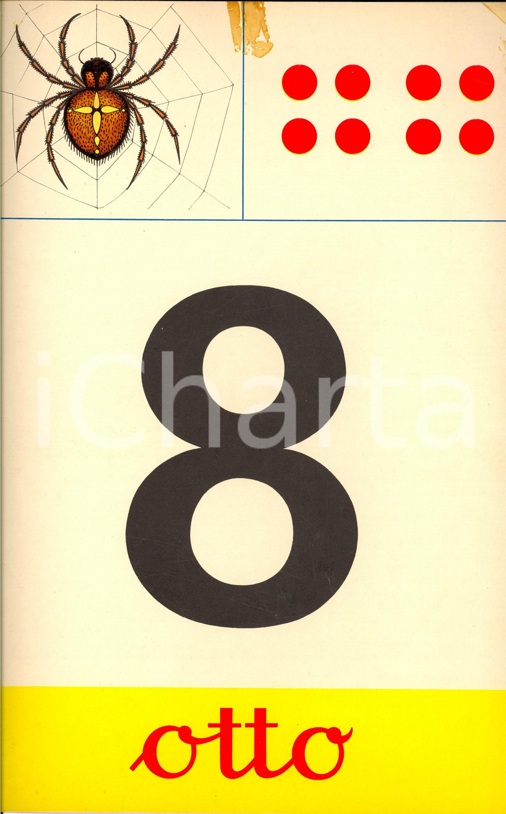 Stampa, bozzetto originale 1970 SCUOLE ELEMENTARI Numeratore murale ILLUSTRATO Otto Ed. LA SCUOLA 22x35 1