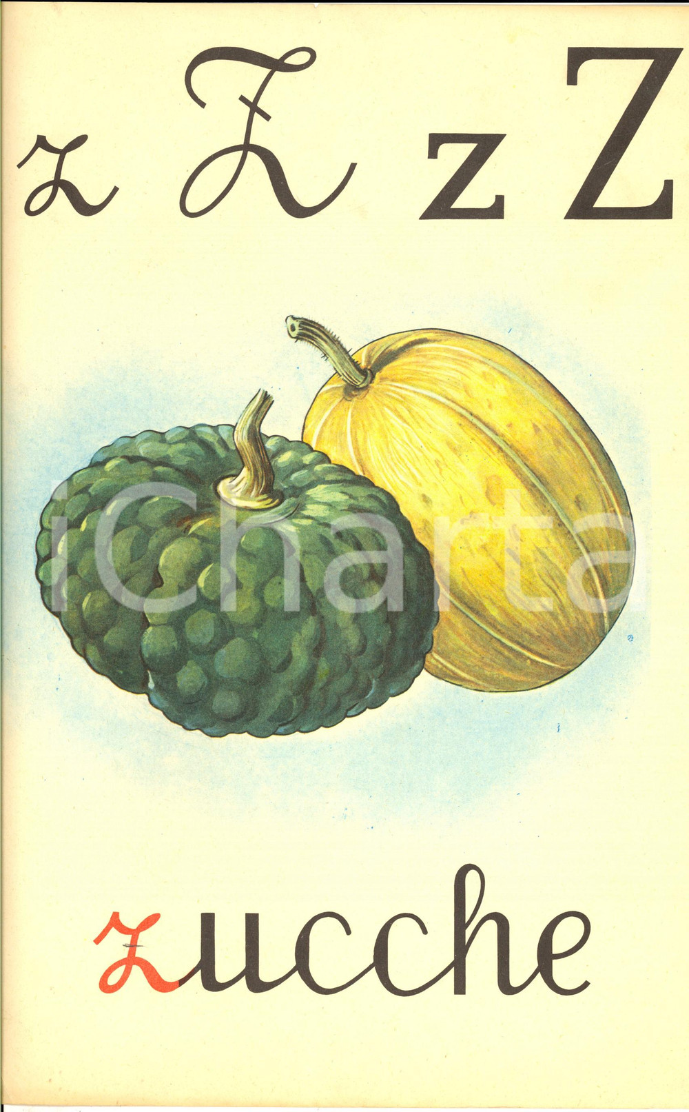 Stampa, bozzetto originale 1970 SCUOLE ELEMENTARI Alfabeto murale ILLUSTRATO Zeta Ed. FABBRI 22x35 1