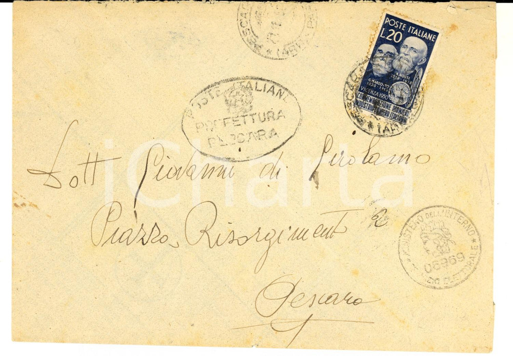 Cartolina originale da collezione 1950 STORIA POSTALE Busta affrancatura L. 20 pionieri industria laniera CURIOSA 1