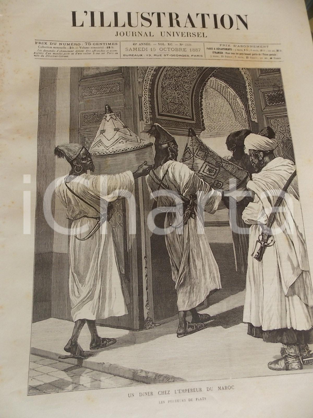 Giornale, rivista storica 1887 L ILLUSTRATION Diner chez l empereur du Maroc Rivista anno 45 n° 2329 1