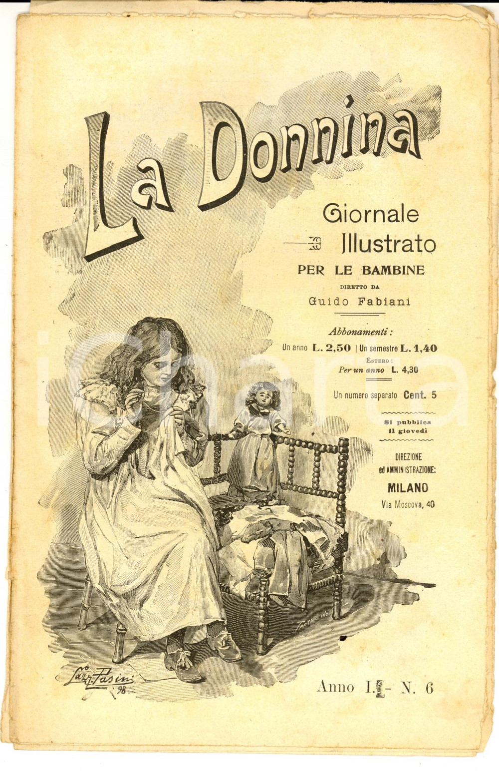 Giornale, rivista storica 1898 LA DONNINA Giornale per bambine  Un balletto che costa caro Anno 1 nÂ°6 1