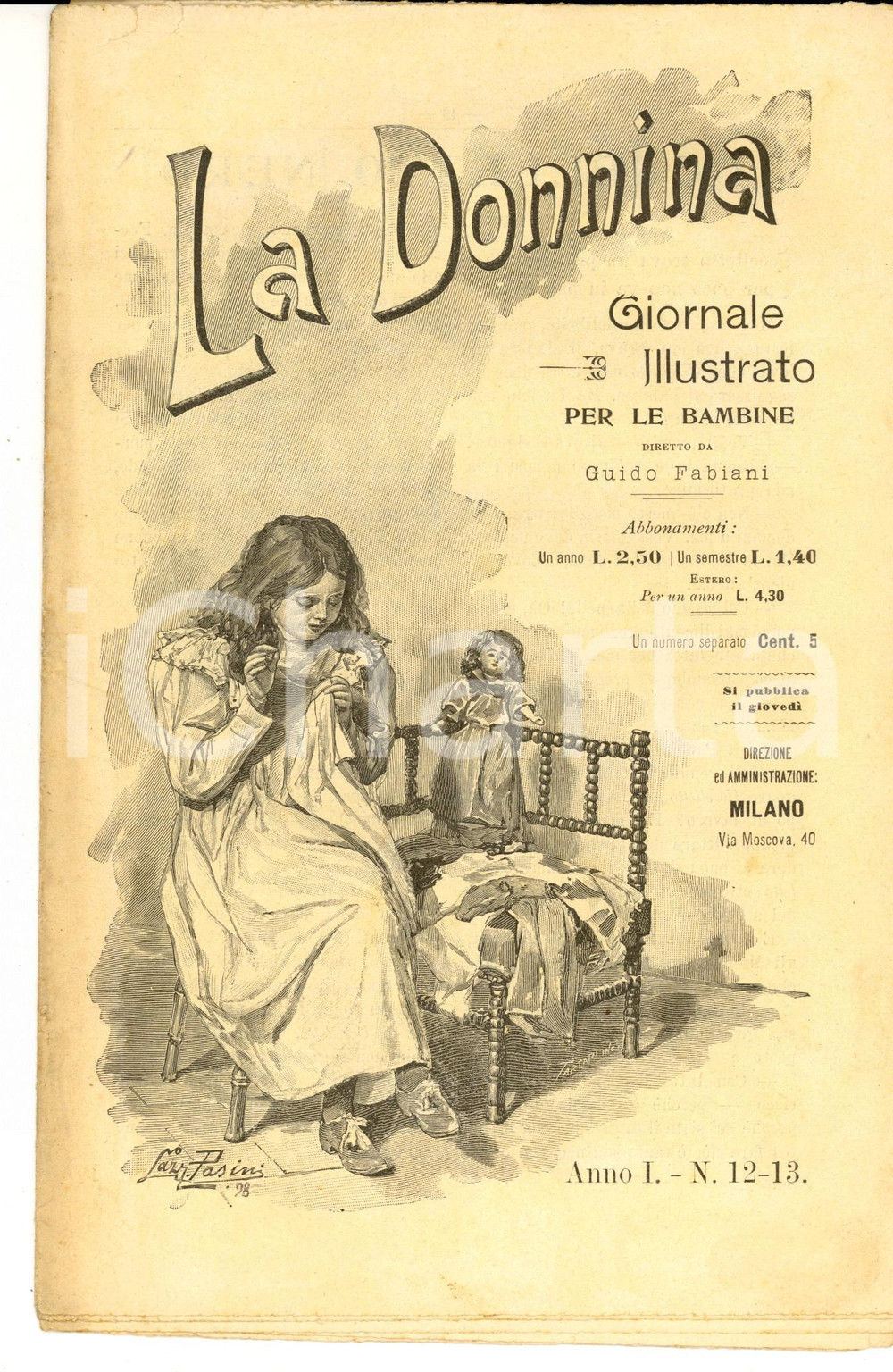 Giornale, rivista storica 1898 LA DONNINA Giornale per bambine  Il Santo Natale Anno 1 nÂ° 1213 1