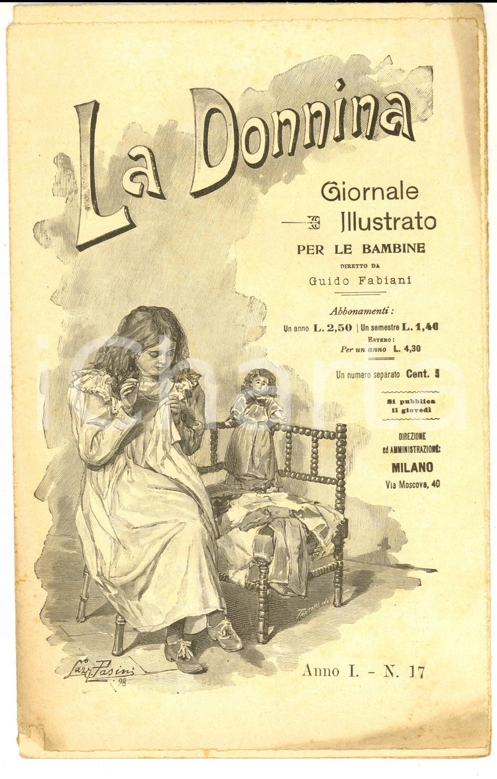 Giornale, rivista storica 1899 LA DONNINA Giornale per bambine  Ravvedimento Anno 1 nÂ° 17 1