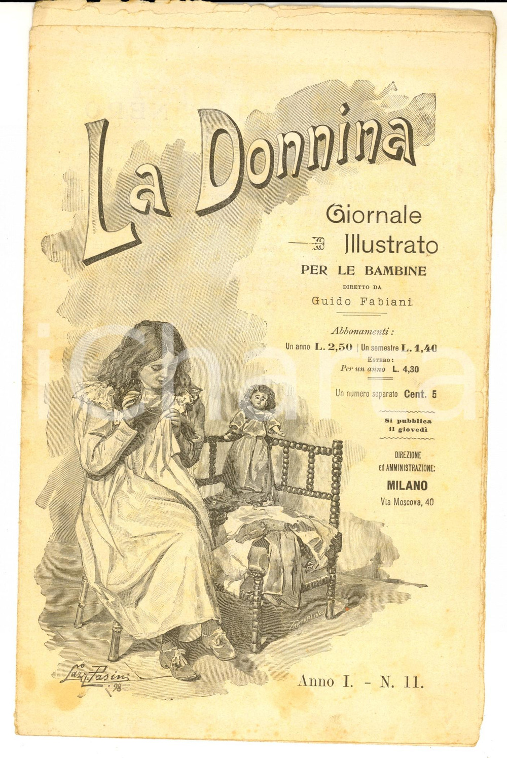 Giornale, rivista storica 1898 LA DONNINA Giornale per bambine  Il napoleone d oro Anno 1 nÂ° 11 1