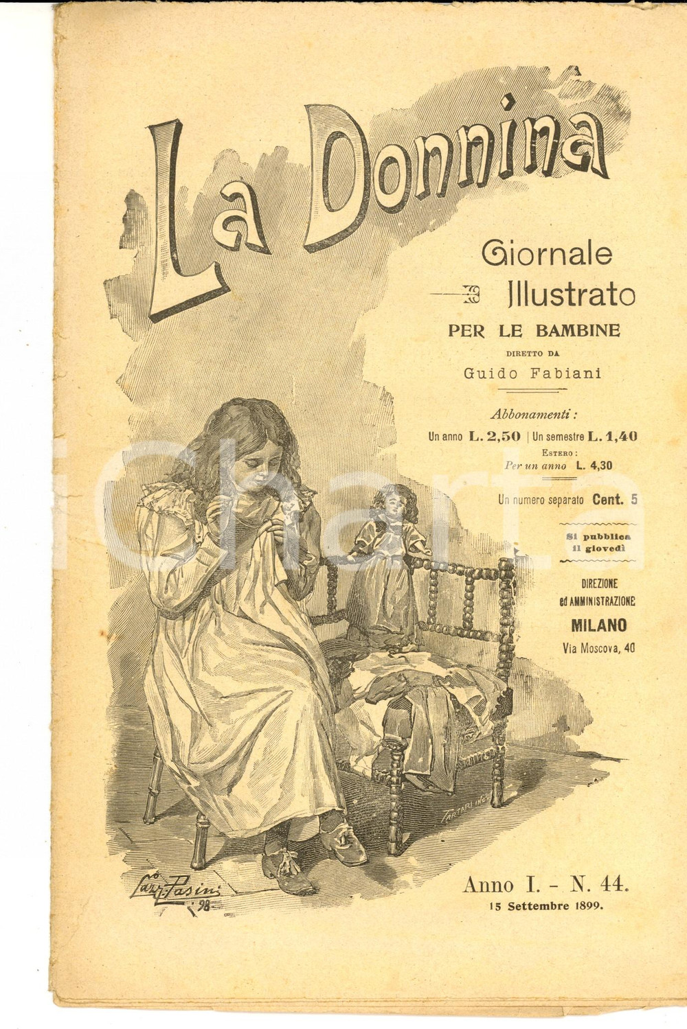 Giornale, rivista storica 1899 LA DONNINA Giornale per bambine  Un baratto Anno 1 nÂ°44 1