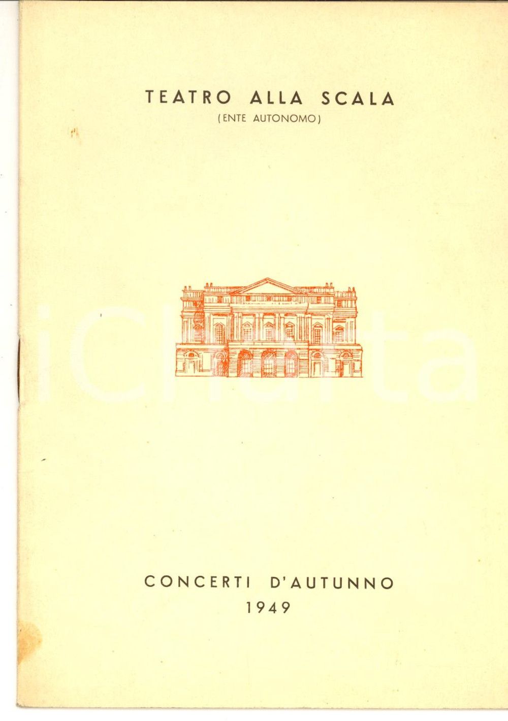Materiale pubblicitario d’epoca 1949 MILANO TEATRO ALLA SCALA Programma dei concerti d autunno 1
