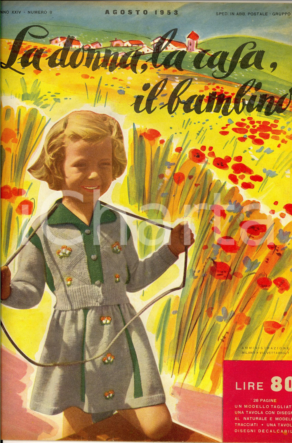 1953 LA DONNA, LA CASA, IL BAMBINO Costumi per bambini *Rivista anno XXIV nÂ° 8   CONDIZIONI: fair    originale e autentica 1