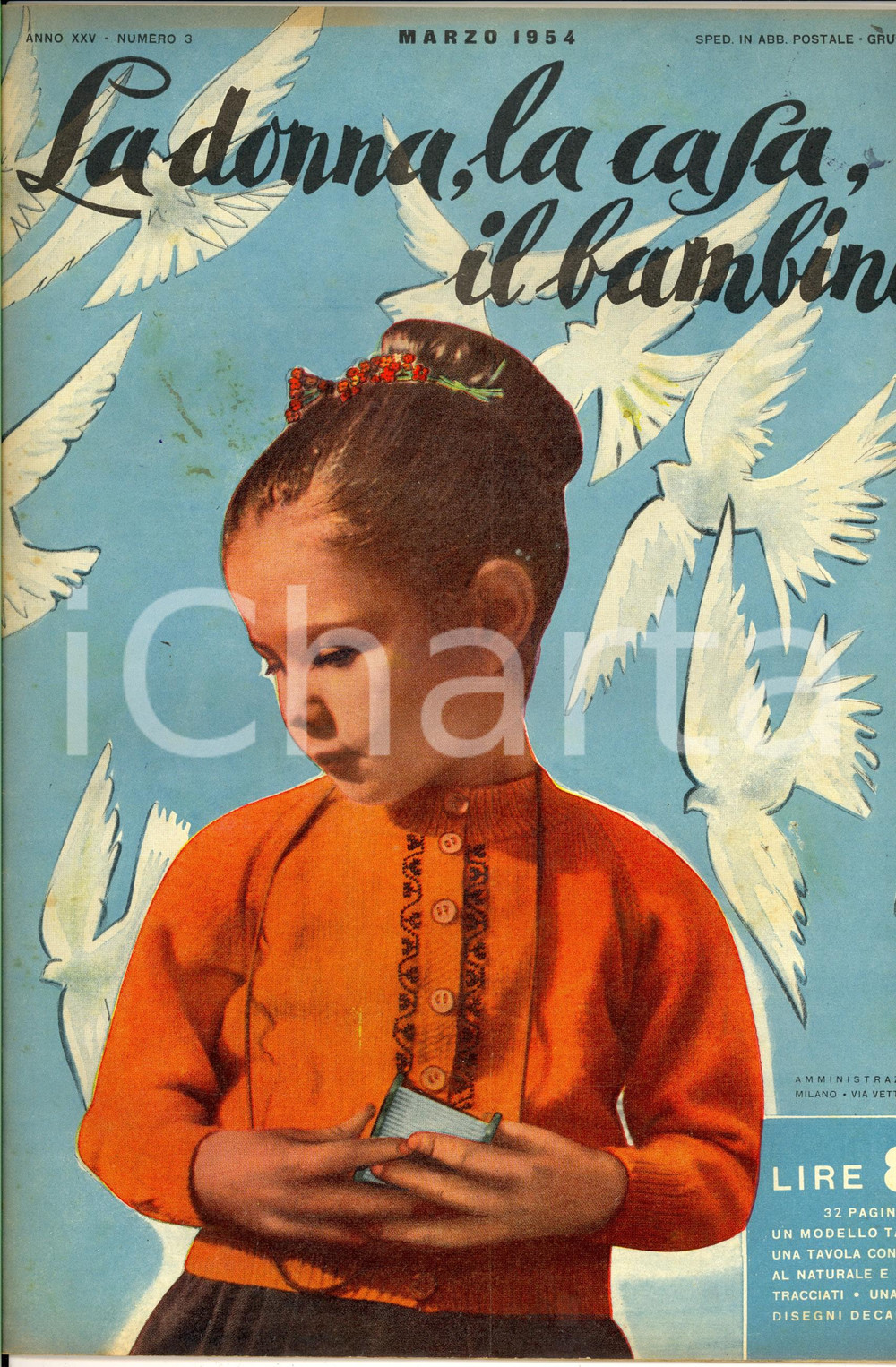Giornale, rivista storica 1954 LA DONNA, LA CASA, IL BAMBINO Maglioni bimbi Rivista anno XXV nÂ°3 1