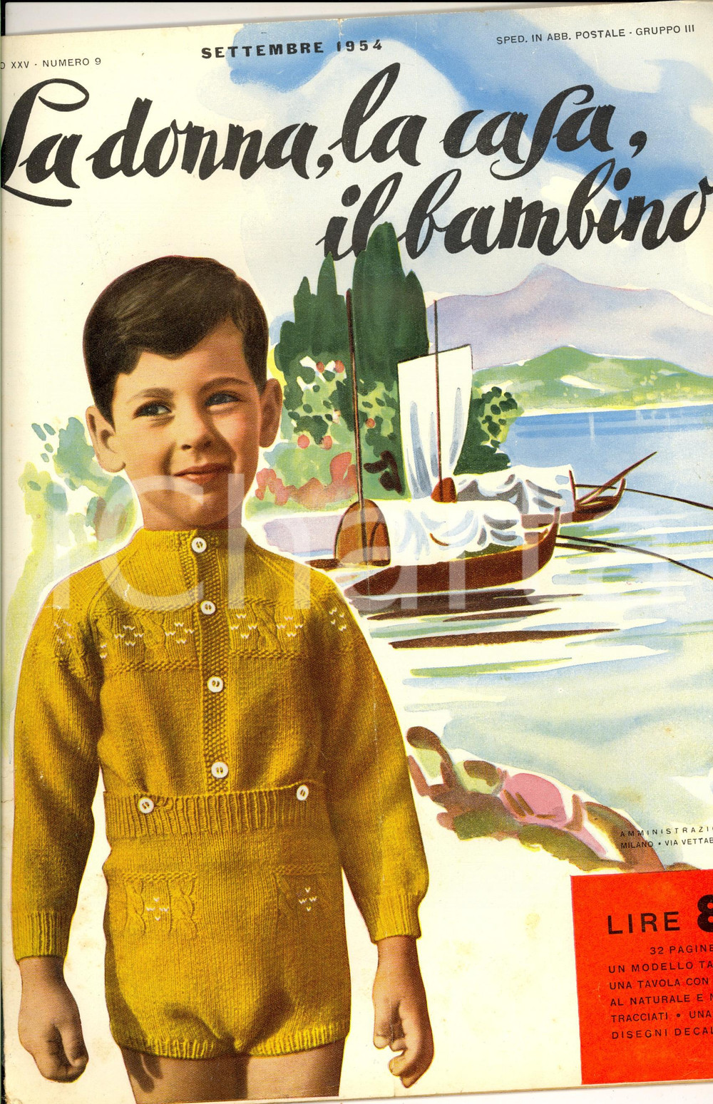 Giornale, rivista storica 1954 LA DONNA, LA CASA, IL BAMBINO Costumini bimbi Rivista anno XXV nÂ°9 1