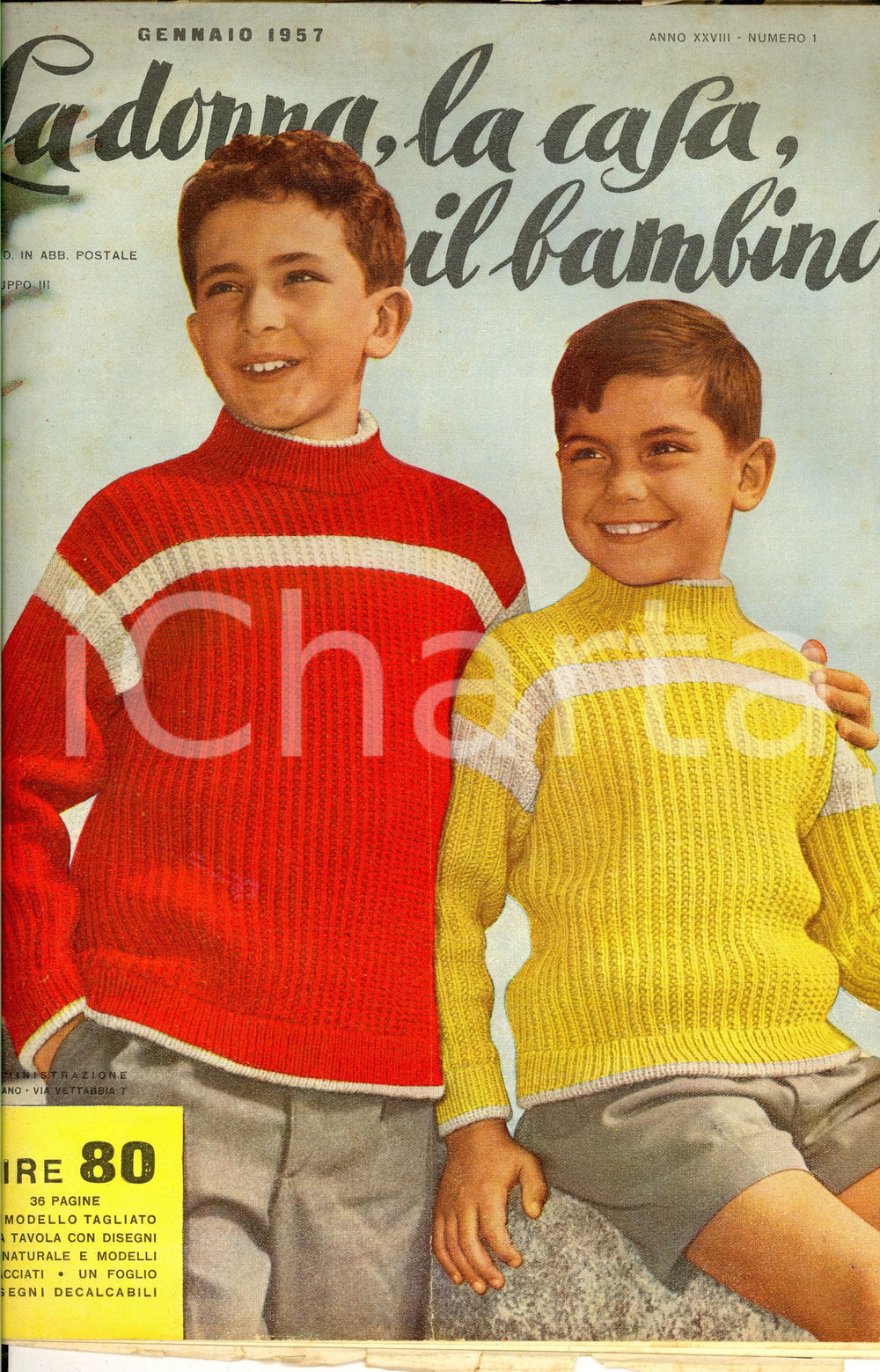 Giornale, rivista storica 1957 LA DONNA, LA CASA, IL BAMBINO Per il corredo Rivista anno XXVIII nÂ° 1 1