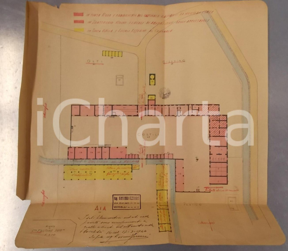 1944 RONSECCO (VC) Cascina FANTINO SUPERIORE *Planimetria ing. Giovanni FERRARIS