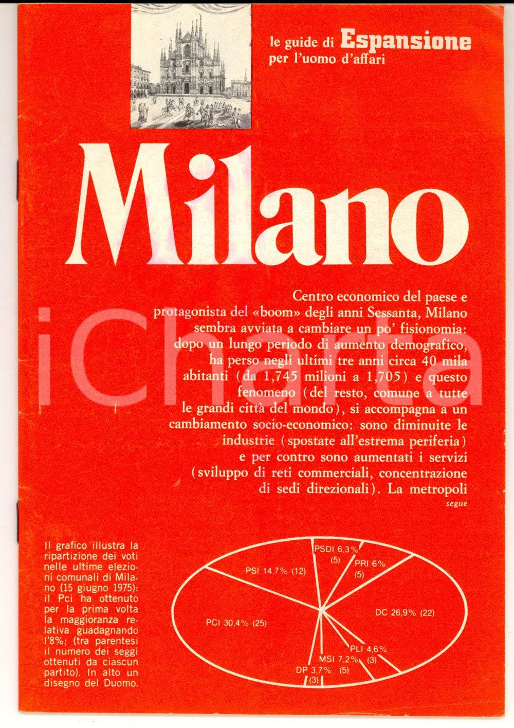Materiale pubblicitario d’epoca 1977 MILANO Guida ILLUSTRATA Supplemento a ESPANSIONE TURISMO pp. 46 1