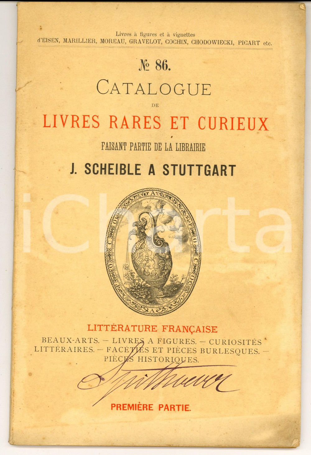 Libro, pubblicazione d epoca 1890 ca STUTTGART Librairie SCHEIBLE Catalogue livres rares  1re partie 1