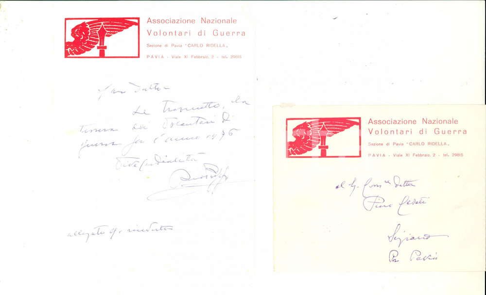 1976 PAVIA Associazione Nazionale Volontari di Guerra *Lettera del presidente