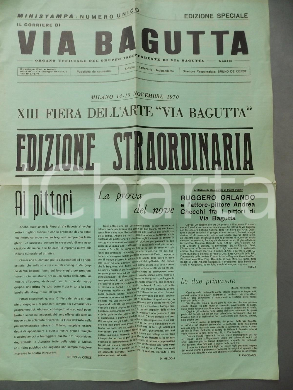 Documento originale, autentico 1970 MILANO XIII Fiera dell arte VIA BAGUTTA Manifesto pubblicitario 40x55 cm 1