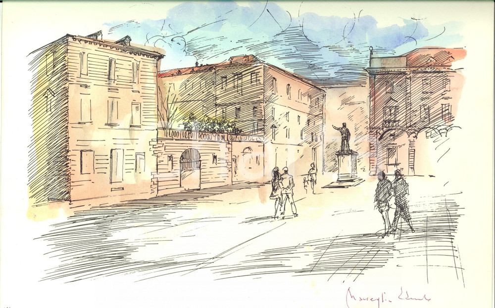 Opera d’arte autentica 1950 ca Edmondo MANEGLIA Torino  Veduta China multiplo 47/99 AUTOGRAFO 1