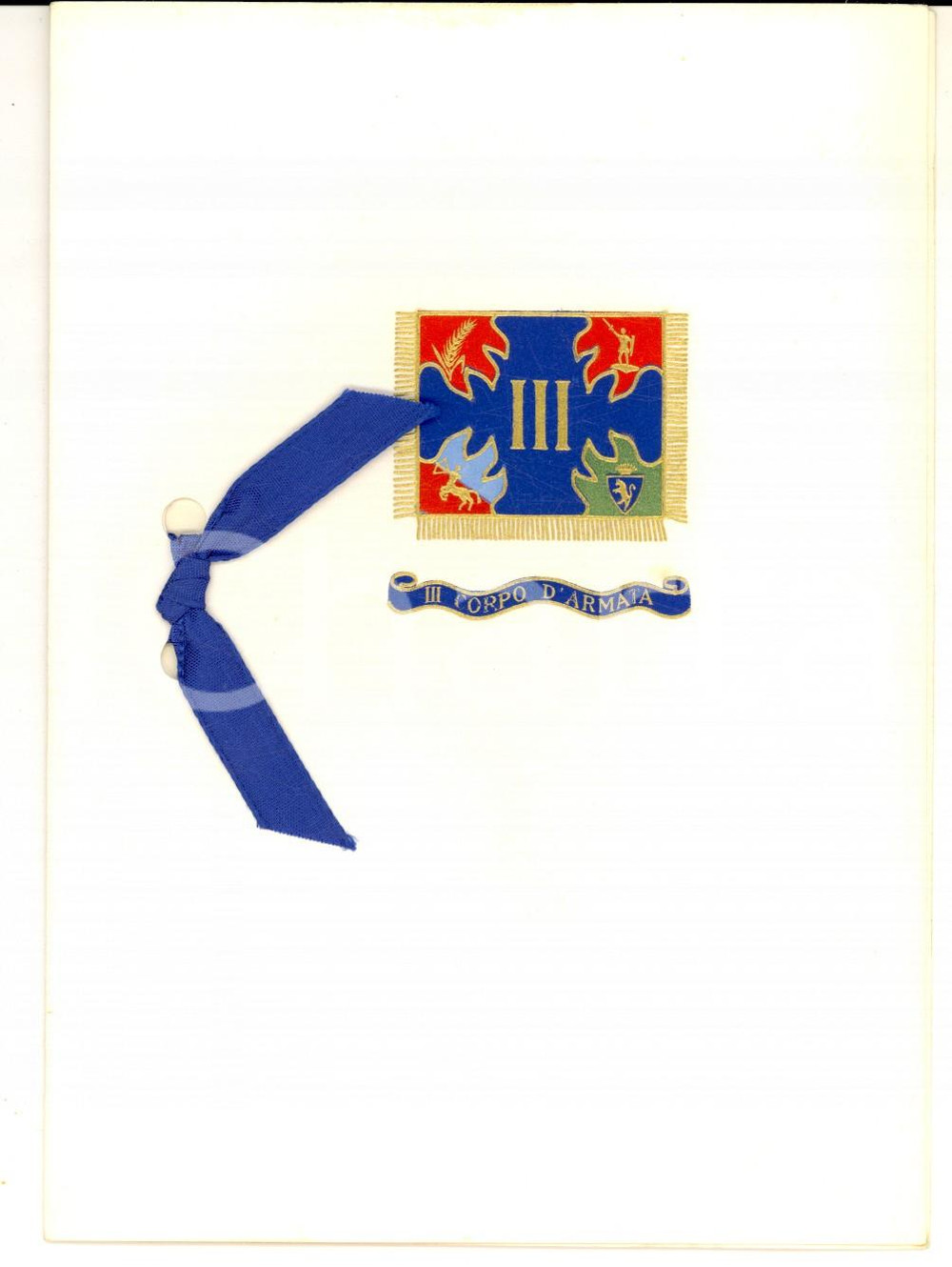 Oggetto da collezione cartaceo 1961 Comando III CORPO D ARMATA Biglietto di auguri natalizi 1