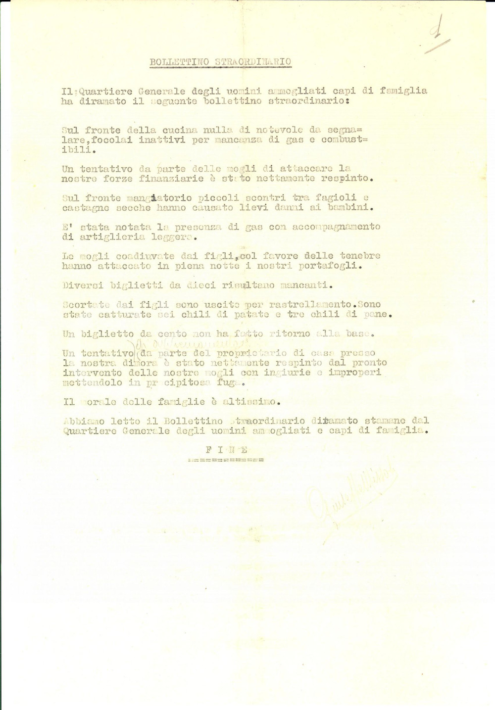 Documento originale, autentico 1940 ca GOLIARDIA Bollettino del Quartiere Generale degli uomini ammogliati 1
