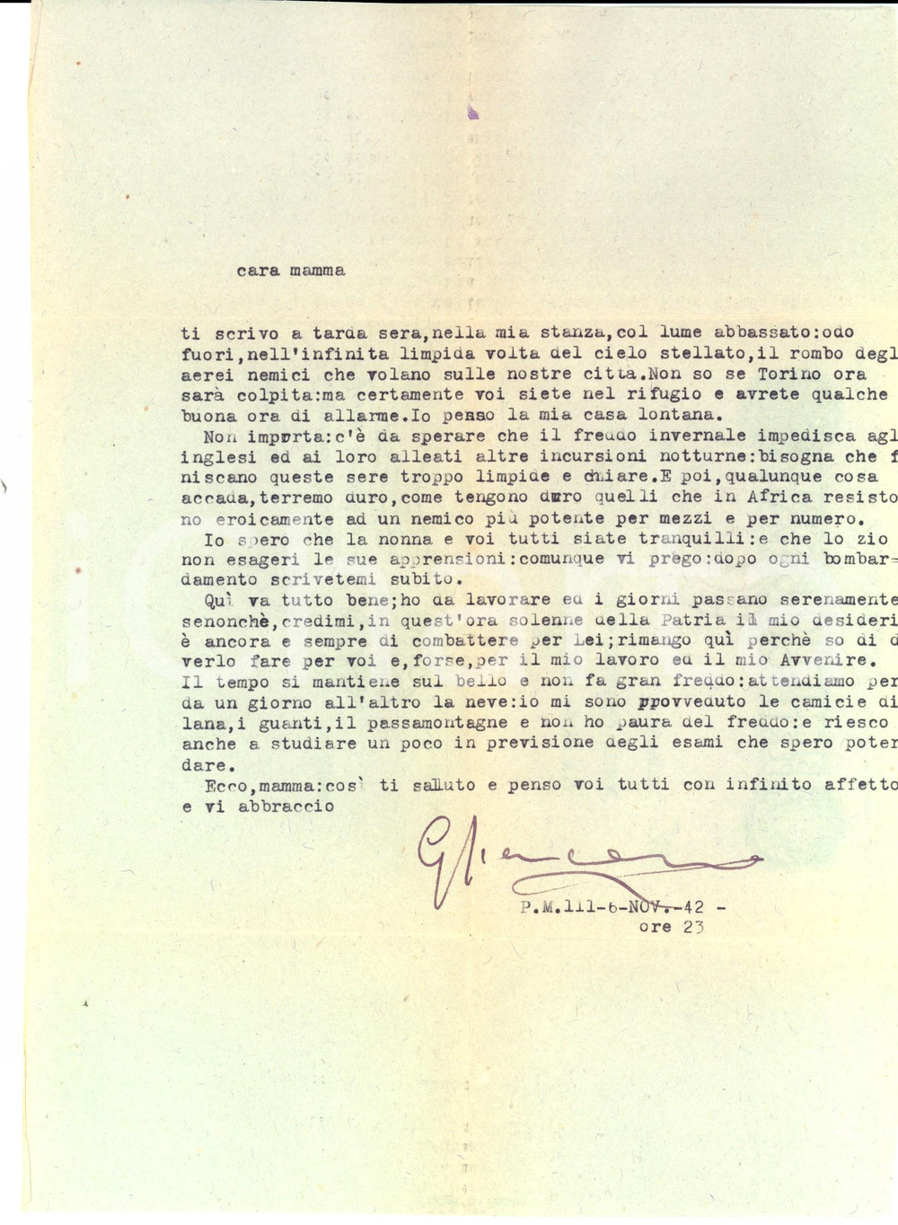 Cartolina originale da collezione 1942 WW2 ALBANIA Posta Militare 111 Giacomo CONTESSA sui bombardamenti alleati 1