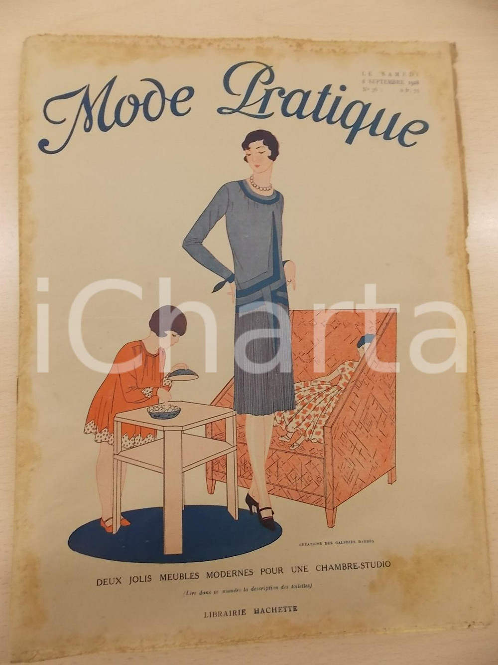 Giornale, rivista storica Septembre 1928 MODE PRATIQUE Journal femme et maison nÂ° 34 Meubles pour studio 1