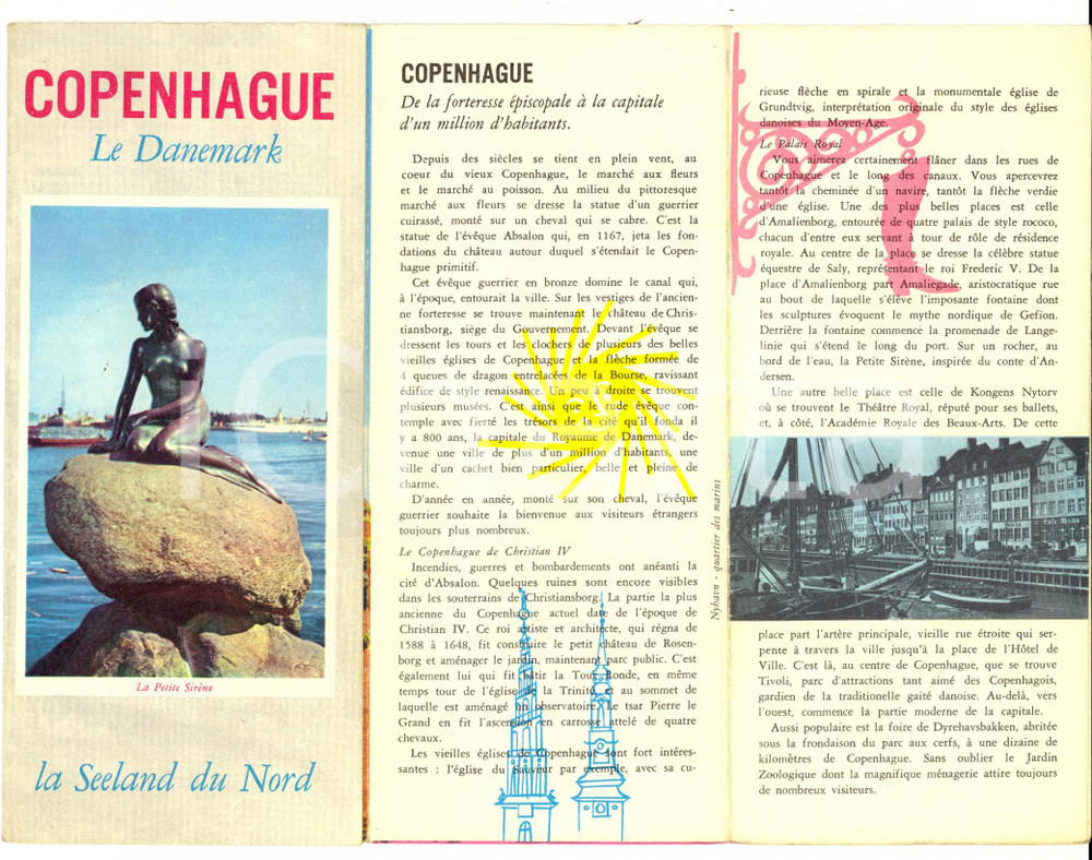 Materiale pubblicitario d’epoca 1950 ca COPENHAGEN DANIMARCA Seeland du Nord Pieghevole FRANCESE TURISMO 1