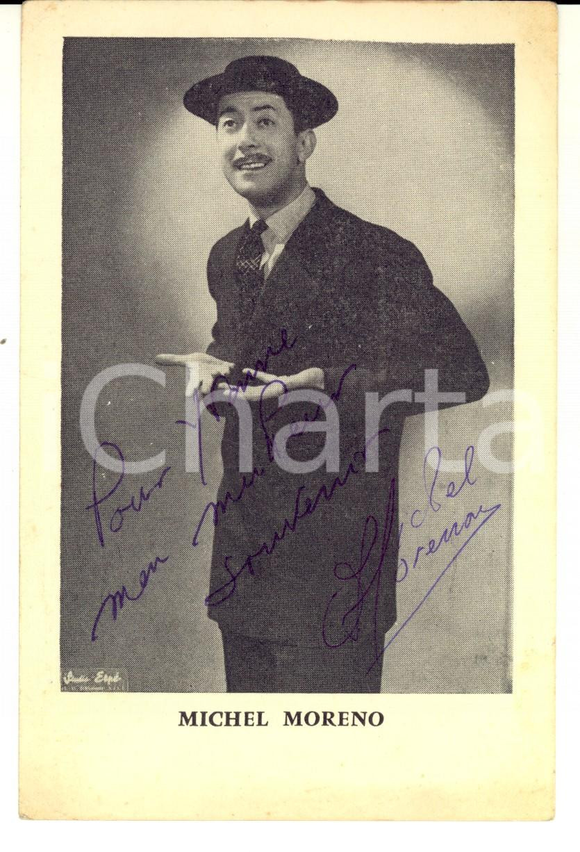 Autografo originale 1950 ca MUSICA Michel MORENO Fotografia seriale su cartoncino con AUTOGRAFO 1
