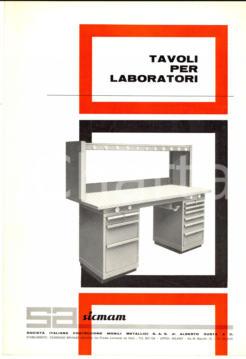 Materiale pubblicitario d’epoca 1970 ca MILANO Ditta SICMAM Tavoli per laboratori Catalogo ILLUSTRATO 1