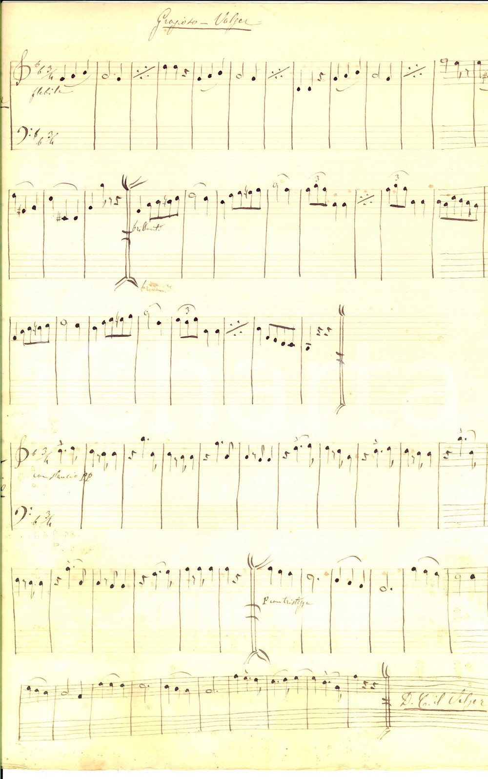 Oggetto da collezione cartaceo 1880 ca MUSICA Valzer grazioso Spartito manoscritto per pianoforte 1