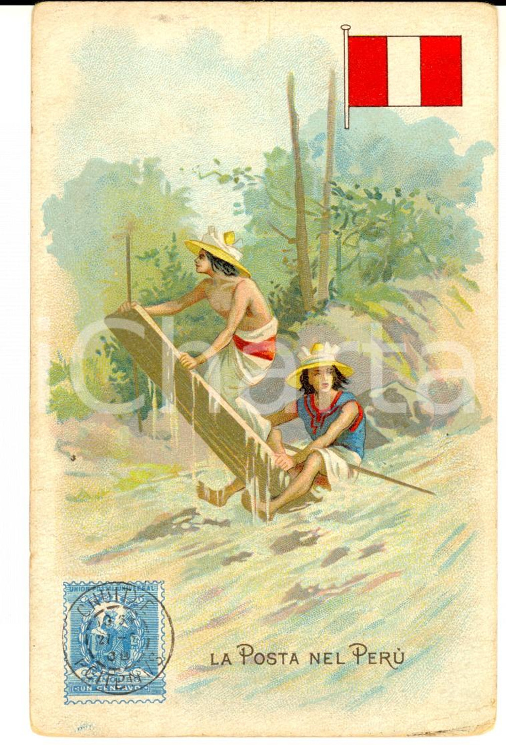 Cartolina originale da collezione 1920 ca MILANO Posta nel PERU  PubblicitÃ  LYSOFORM Achille Brioschi cartolina 1