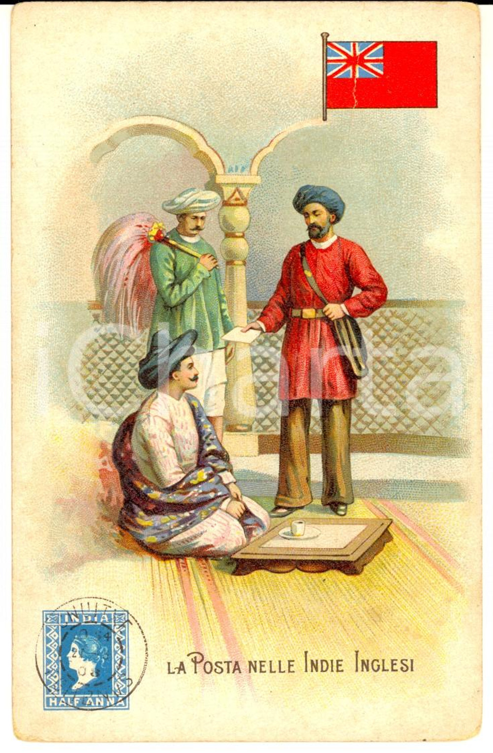 Cartolina originale da collezione 1920 ca MILANO Posta nelle INDIE INGLESE PubblicitÃ  LYSOFORM Achille BRIOSCHI 1