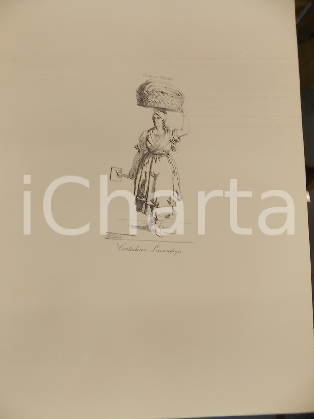 Stampa, bozzetto originale 1950 ca Eugenio BOSA COSTUMI TRIESTINI Contadina lavandaia Stampa  32x44 cm 1