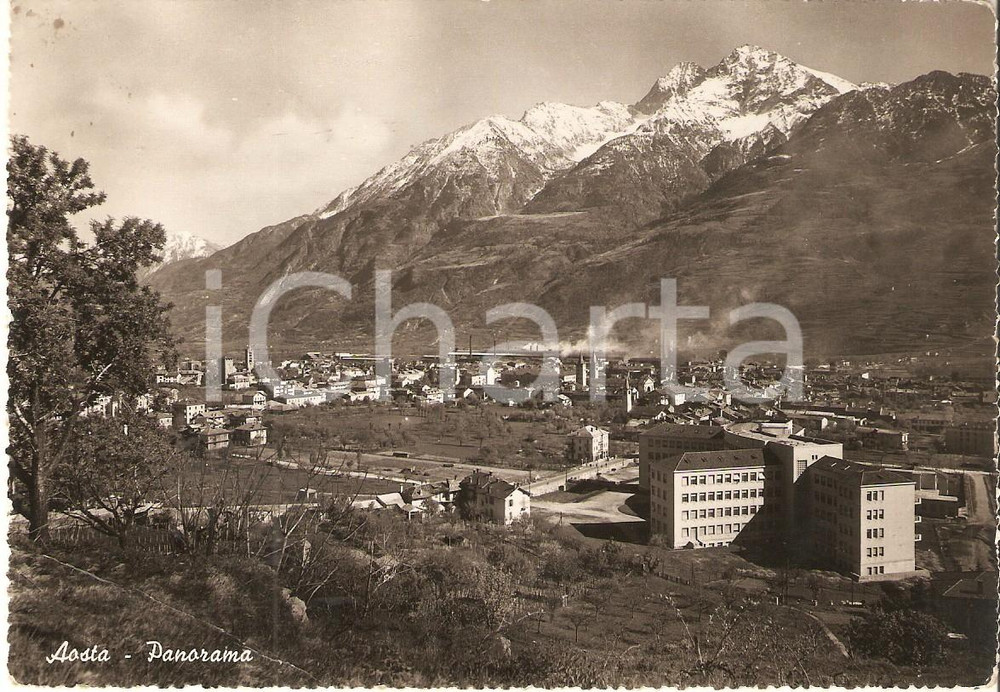Cartolina originale da collezione 1951 AOSTA Panorama della cittÃ  Cartolina FG VG 1
