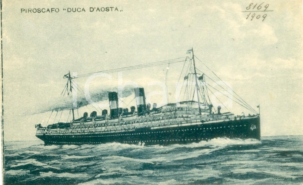 Cartolina originale da collezione 1909 MARINA MERCANTILE ITALIANA Piroscafo Duca d AOSTA Cartolina FP NV 1