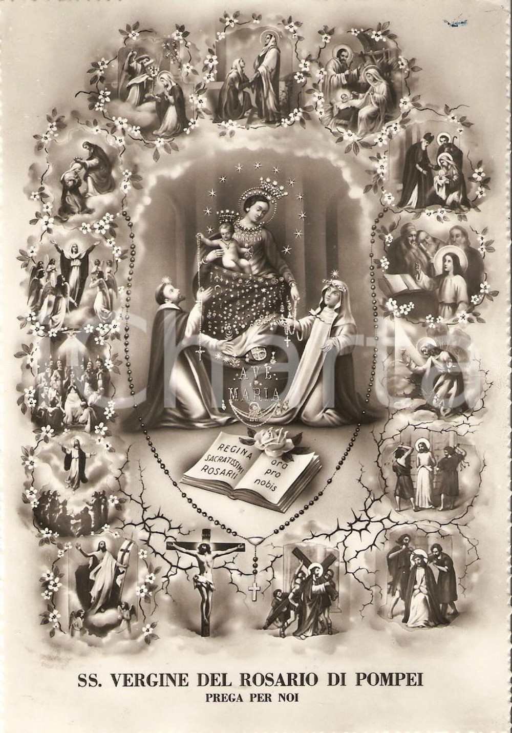 Cartolina originale da collezione 1958 POMPEI NA Santissima Vergine del Rosario Cartolina ILLUSTRATA FG VG 1