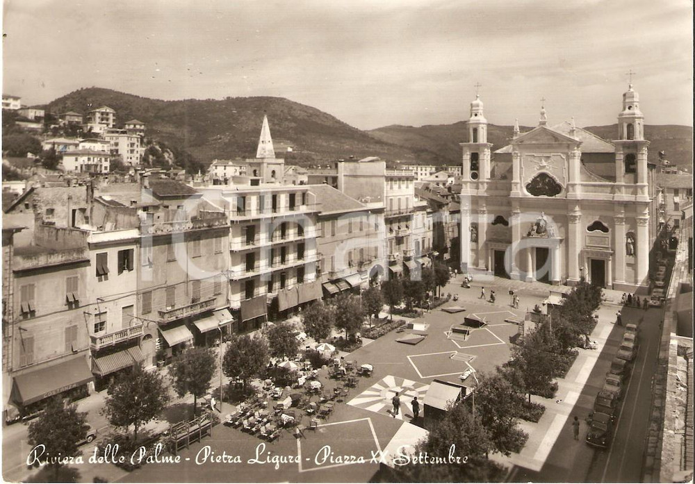 Cartolina originale da collezione 1961 PIETRA LIGURE SV Piazza XX Settembre Veduta aerea Cartolina FG VG 1