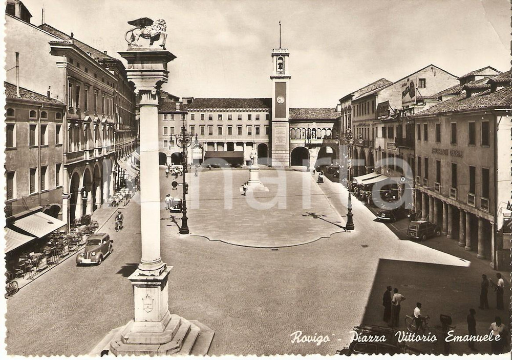 Cartolina originale da collezione 1960 ca ROVIGO PIazza Vittorio Emanuele ANIMATA Cartolina FG VG 1