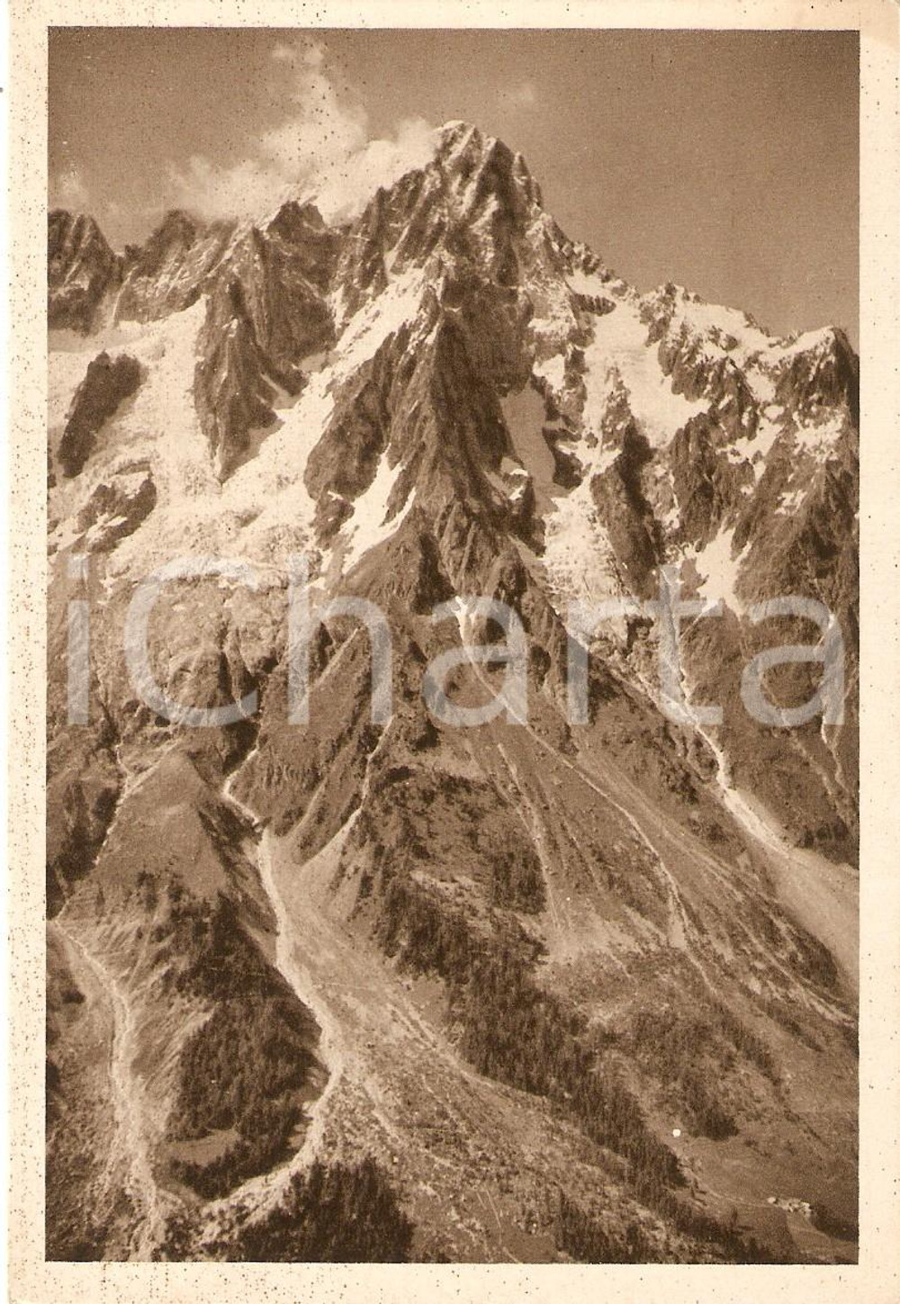 Cartolina originale da collezione 1950 ca COURMAYEUR AO Gran Giurassa vista da MONT DE LA SAXE Cartolina FG NV 1
